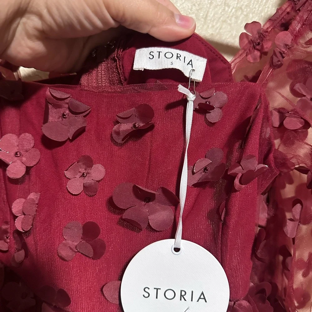 NWT Storia 3D‎ Flowers Baby Doll Mini Dress Size Small Lined